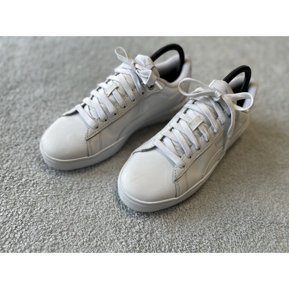 Puma Shoes Womens 7.5 Smash Platform V2 SoftForm Sneaker White Lace Up 394006-01